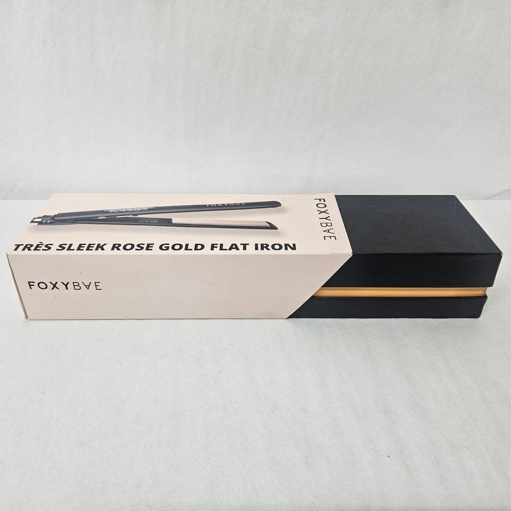 FoxyBae Tres Sleek Flat Iron Rose Gold Black Titanium Hair Straightener